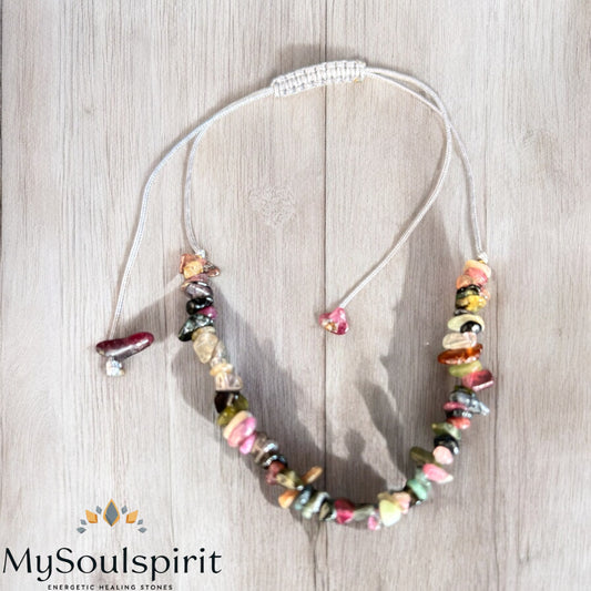 Turmalin Multicolor Fußkettchen mit verstellbarem Band