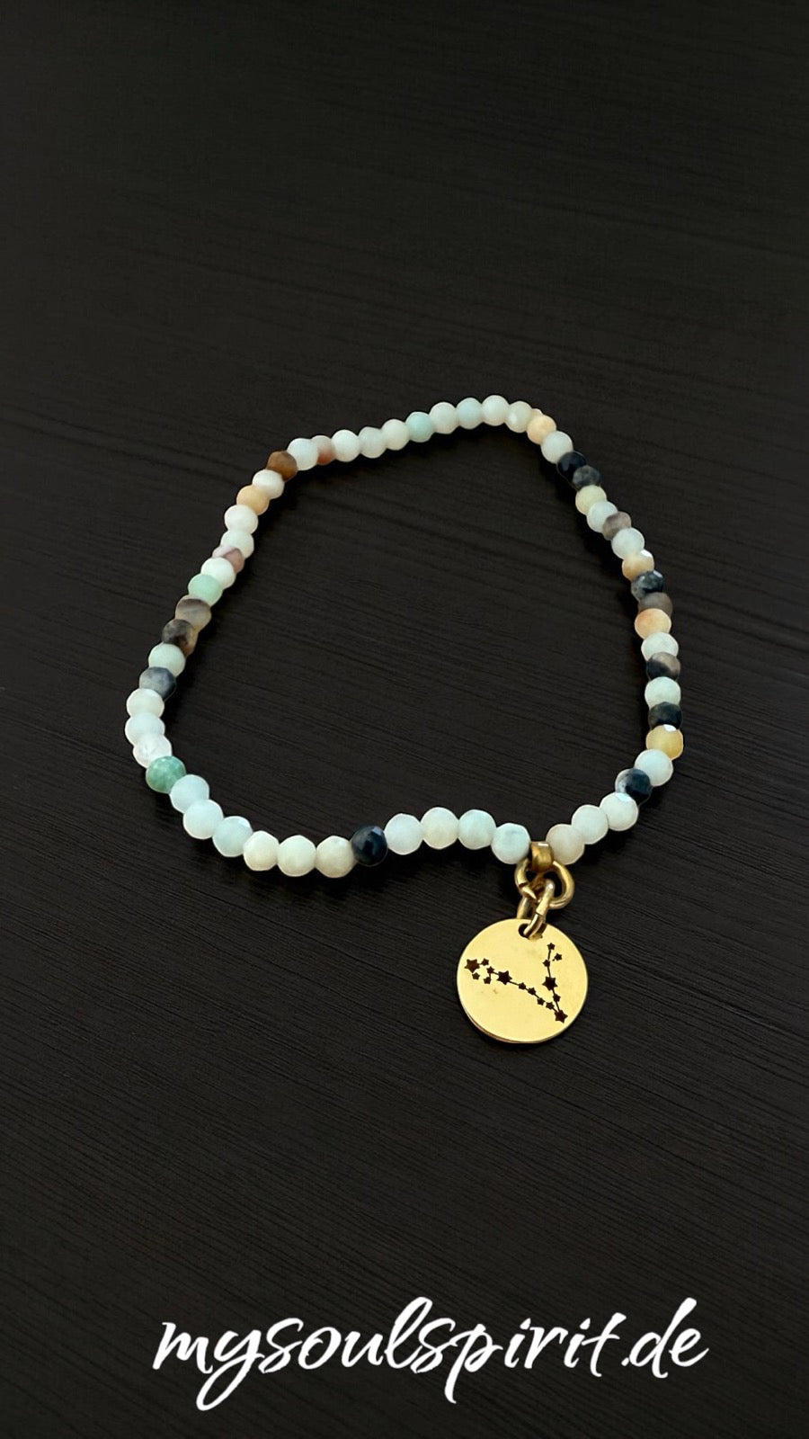 Amazonit Armband 4 mm mit Sternzeichen Charm Fische