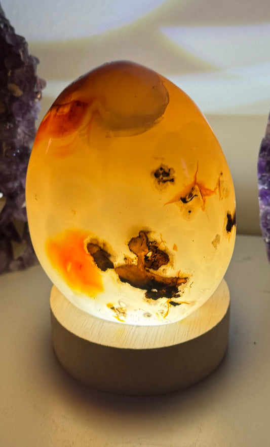 Kirschblüten Chalcedon optional mit LED-Beleuchtung USB-Stecker