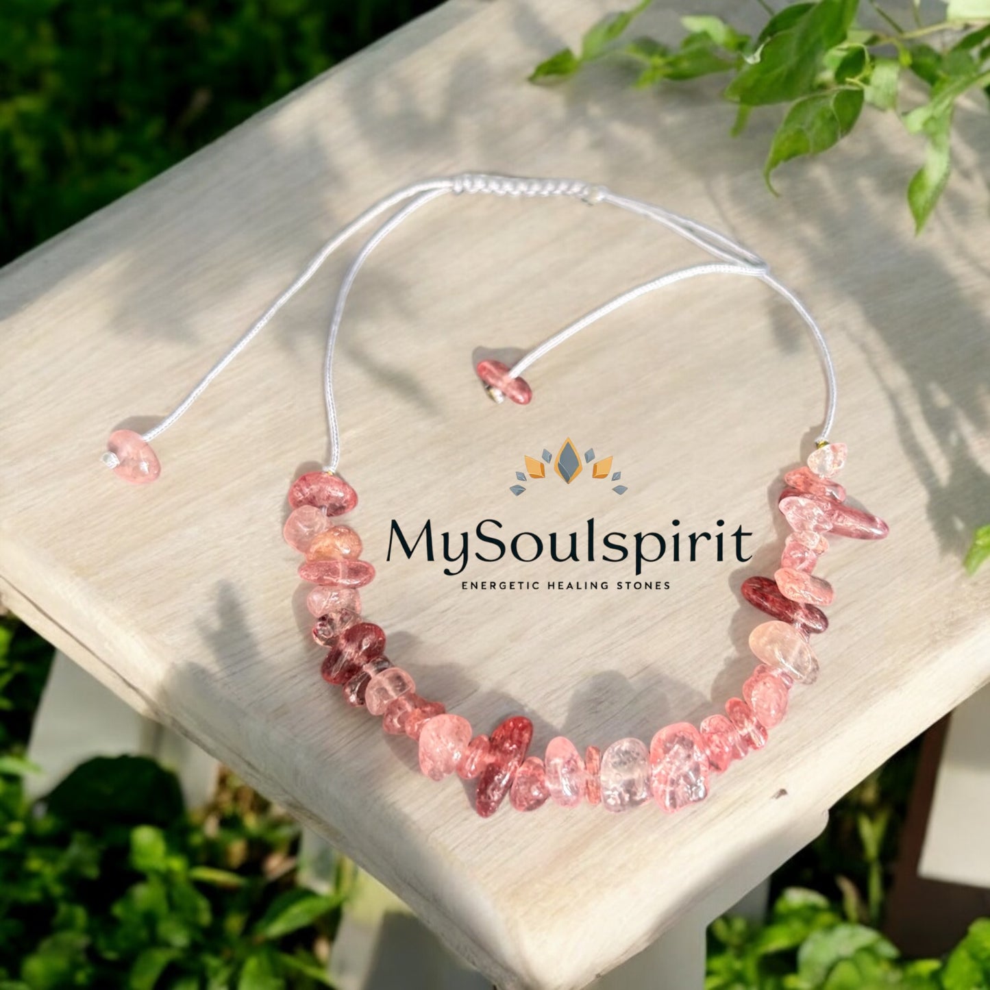 Erdbeerquarz Fußkettchen mit verstellbarem Band