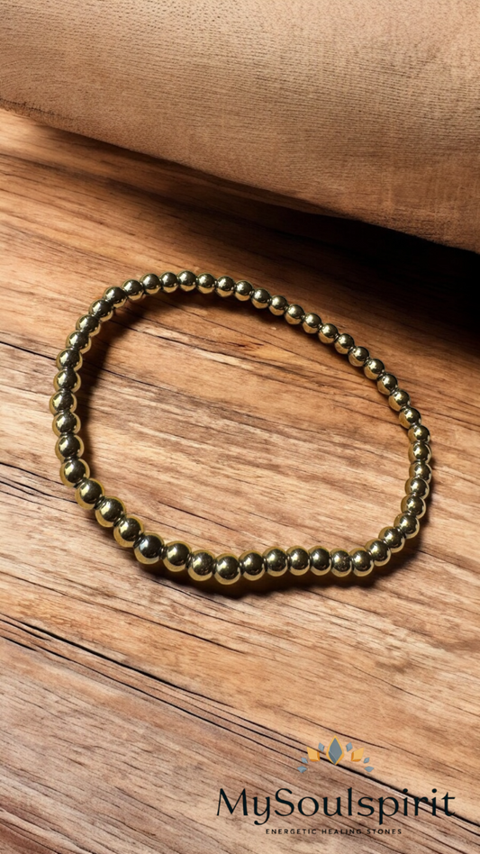 HÄMATIT Gold Armband mit 4 mm Perlen rund und facettiert