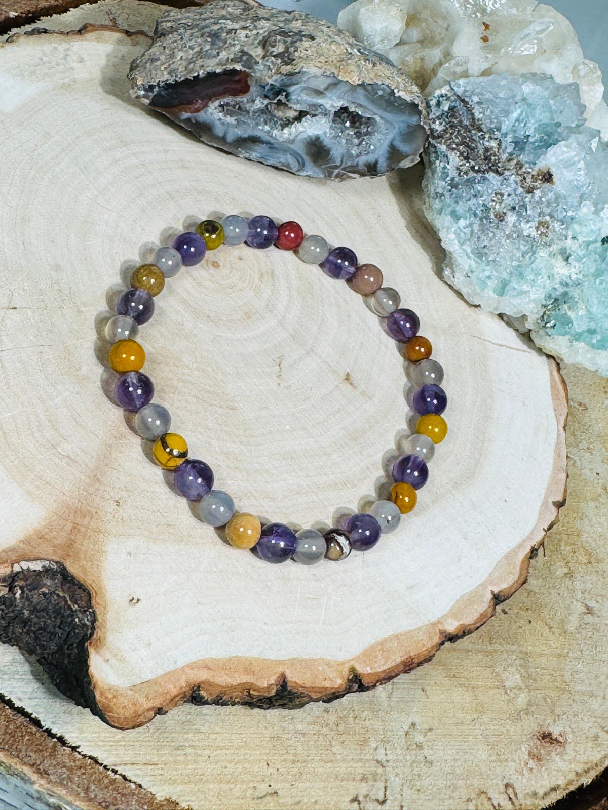 Armband "NEUANFANG" - Achat, Amethyst und Mookait - Gesundheitsarmbänder