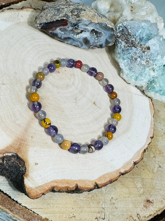 Armband "NEUANFANG" - Achat, Amethyst und Mookait - Gesundheitsarmbänder