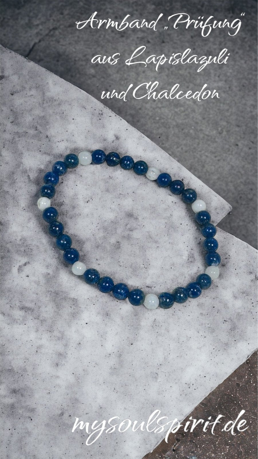 Armband "PRÜFUNG" - Lapislazuli und Chalcedon - Gesundheitsarmbänder