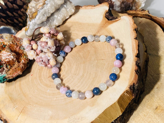 Armband SCHWANGERSCHAFT - Mondstein, Dumortierit, Kunzit, Achat - Gesundheitsarmbänder