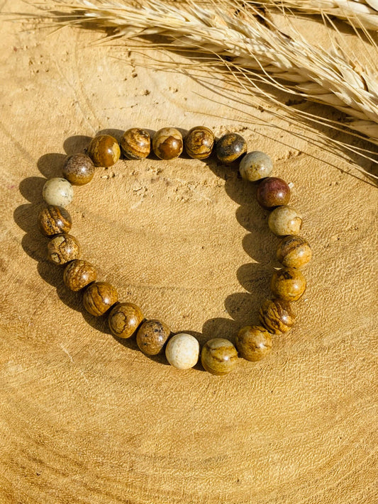 Landschafts - JASPIS Armband mit 8 mm Perlen - Perlenarmband