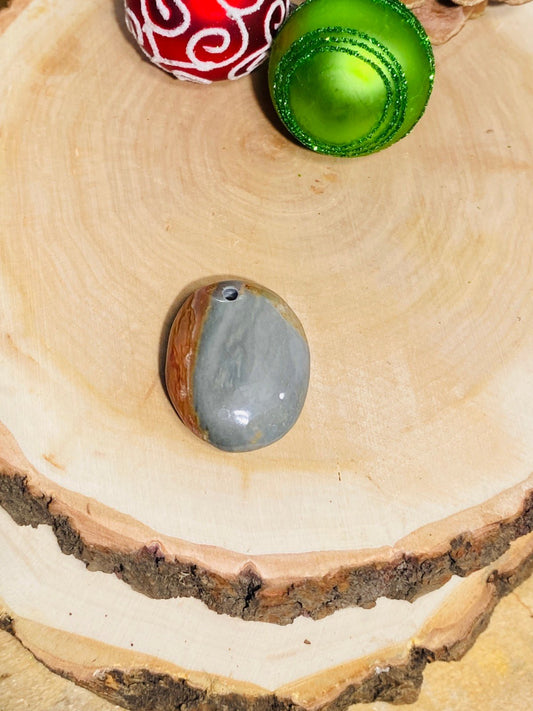 OZAEAN JASPIS Kettenanhänger gebohrt mit Lederband - Kettenanhänger gebohrt