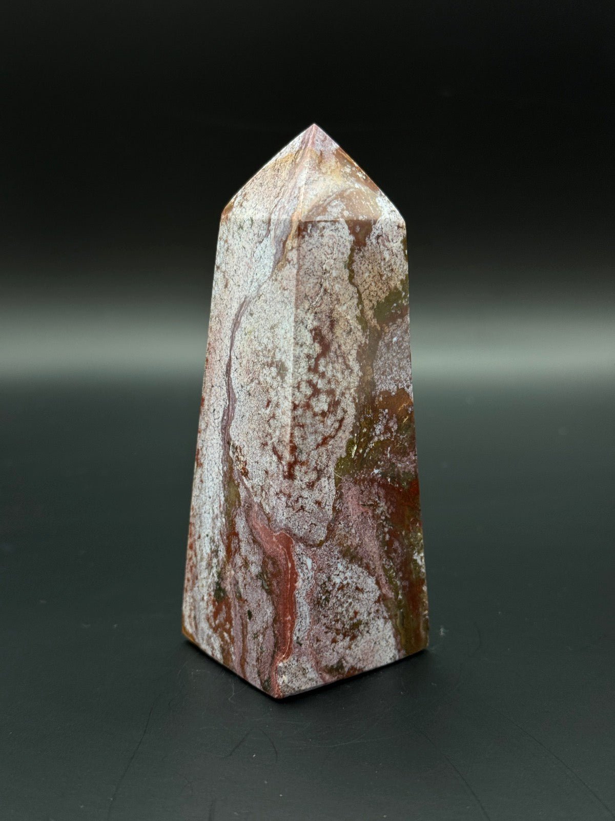 Ozean Jaspis Obelisk 10 cm 212 Gramm - Heilstein