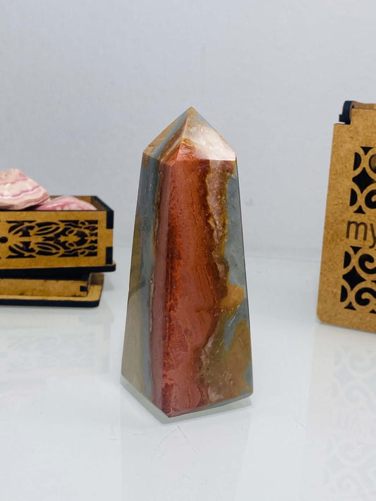 Polychrom JASPIS Obelisk 145 Gramm / 8,8 cm (Unikat) - Heilstein