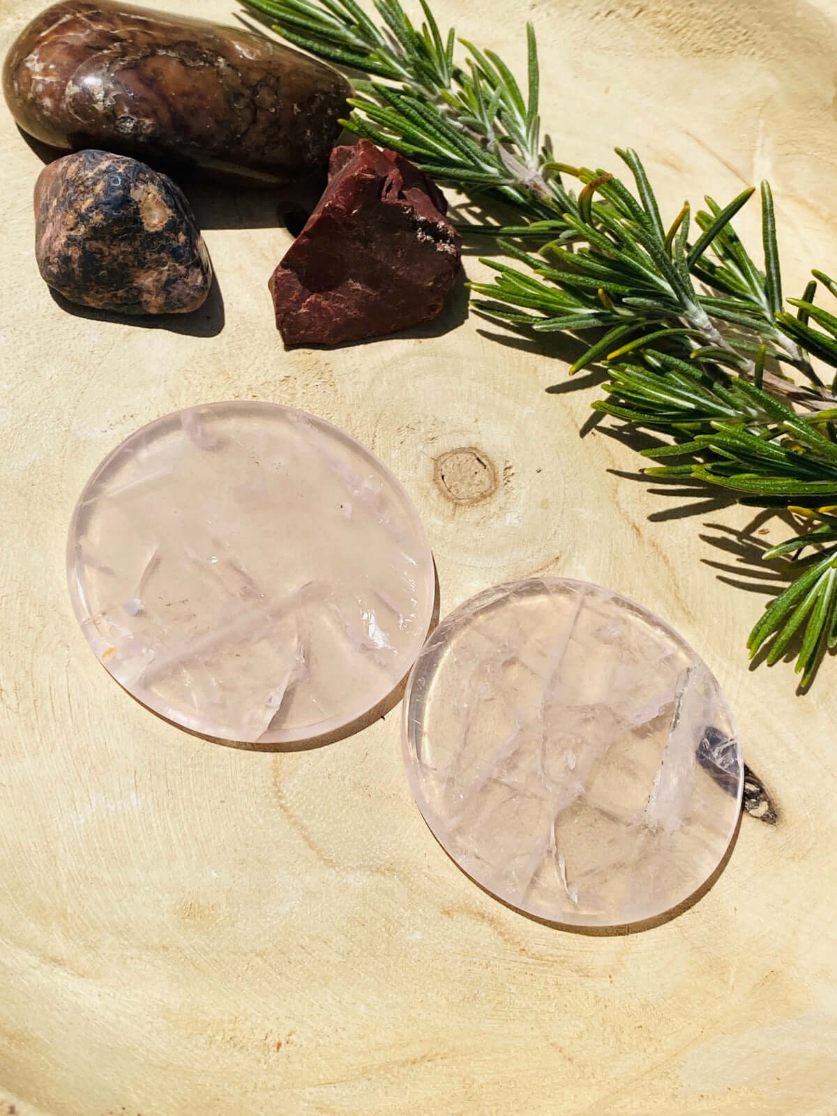 ROSENQUARZ Scheibenanhänger rund - Kettenanhänger gebohrt