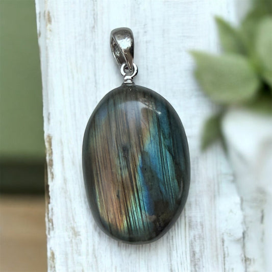 LABRADORIT "Drop Shape" Kettenanhänger in 2 Varianten