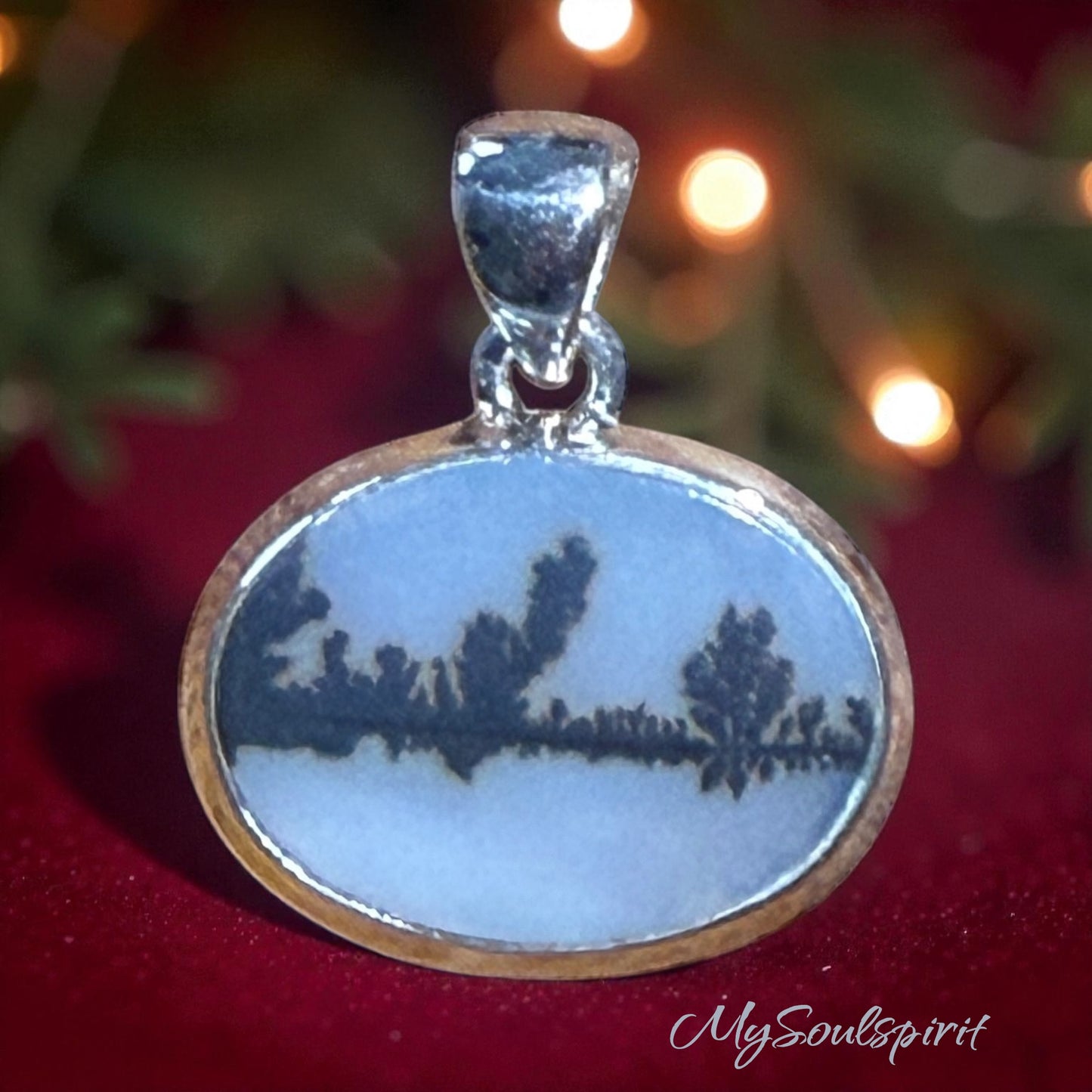 Dendriten ACHAT Kettenanhänger 925er Silber