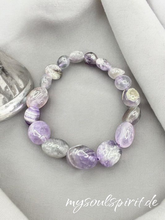 Amethyst Chevron Trommelstein-Armband - Umfang ca. 17 cm