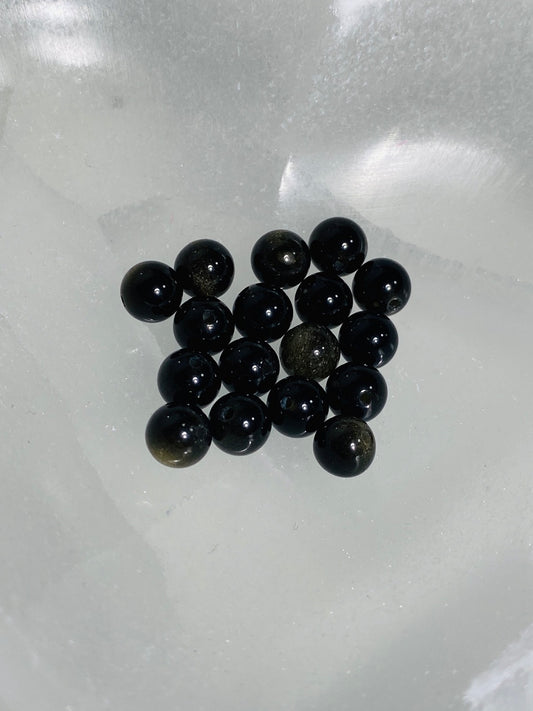 Obsidian schwarz Perlen 6 mm - 10 Stück