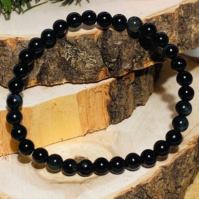 OBSIDIAN Armband 6/8 mm Perlen - löst Blockaden, Ängste und Traumata