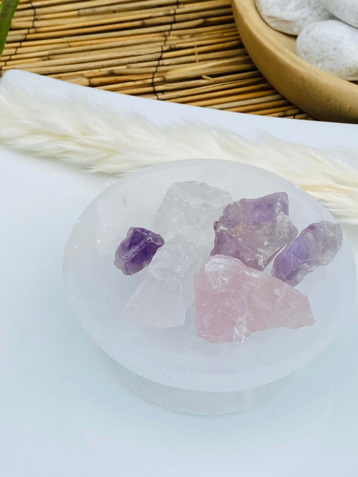 AMETHYST - ROSENQUARZ - BERGKRISTALL - Wasserstein-Mischung